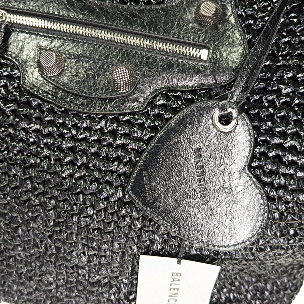 Balenciaga Women's Large Le Cagole Panier Black Raffia Tote Bag (MSRP $1,750) - Picture 6 of 13